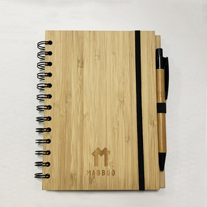 Biểu Tượng Tùy Chỉnh Thân Thiện Với Môi Tre Bì<span class=keywords><strong>a</strong></span> A5 Xoắn Ốc Máy Tính Xách Tay 60 Tấm Kraft Giấy Bên Trong Trang Với Bút Một Thuận Tiện Phong Cách Nhật Ký - Product Image 2