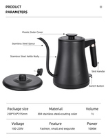 Bouilloire électrique 1000W à bec col de cygne pour café et thé, en acier inoxydable 304, carafe à eau à bec fin pour infusion manuelle