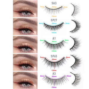Vente en gros de faux <span class=keywords><strong>cils</strong></span> synthétiques vegan naturels humains 3d <span class=keywords><strong>soie</strong></span> pleine bande - Product Image 2