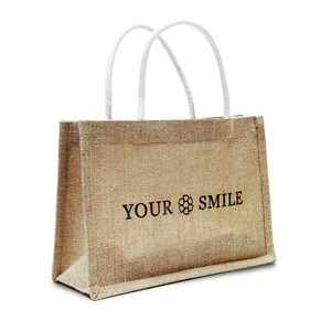 Custom Logo Printing Fashion <strong>Jute</strong> Linen Walker <strong>Bags</strong> for Travel With Cotton Rope <strong>Tote</strong> - Product Image 1