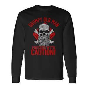 Camiseta de manga larga con diseño de Grumpy Old Man Proceed With Caution - Product Image 1