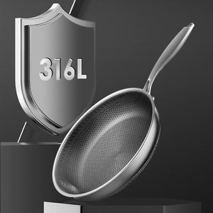 Poêle à frire antiadhésive en nid d'abeille épaissie à trois couches en acier inoxydable 316 à bordure croisée - Product Image 4