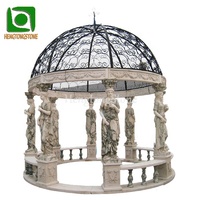 Sculpté à la main marbre blanc décoration de jardin extérieur grec femme Figure Statue colonne ronde Gazebo