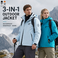 LOVE NATURE Veste d'extérieur unisexe 3-en-1 avec ensemble polaire amovible / Veste monocouche imperméable coupe-vent respirante Protection 3 couches