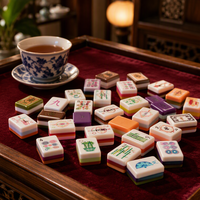 Tuiles de Mahjong américaines en acrylique de style étranger, finies à la main, quatre couches, couleurs assorties, pour usage récréatif, fabriquées en Chine, boîte en carton