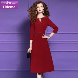 Abito con Perline <span class=keywords><strong>su</strong></span> <span class=keywords><strong>Misura</strong></span> FMY per la Collezione Autunnale Femminile, Nuovo Modello di Alta Gamma, Elegante e Aderente a Lunghezza Media 62211 - Product Image 1