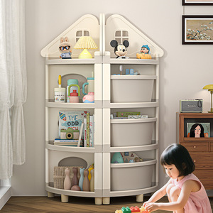 Kids Toy Storage Rack 4 Layers Corner Shelf With Bins For Children Room Organization - Product Image 4
