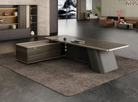 Table de direction moderne de luxe CEO Boss E1 gris foncé avec boîte métallique multifonctionnelle Bureaux pour espace de travail