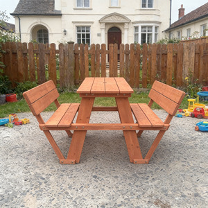 Mesa de Picnic Infantil de Madera con Banco y Respaldo, Mesa de Jardín para Niños, para Manualidades, Comer y Jugar - Product Image 6