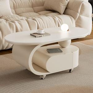 Table basse ovale mobile en dalles de pierre de luxe de style italien, ensemble gigogne, nouveau design pour salon compact, tables d'appoint de canapé - Product Image 1