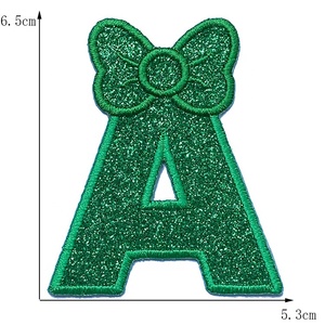 Bán Buôn Chất Lượng Cao Thêu Sắt Trên Lấp Lánh Long Lanh Thư Một Với Bow Cho T-Shirt Màu Hồng Long Lanh Vá Sắt Trên - Product Image 6