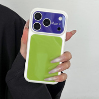 Coque en acrylique mignonne bicolore pour iPhone 13 14 15 16 17 Pro Max, protection de caméra avec grande fenêtre et pare-chocs