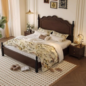 American Retro Solid Wood <b>Bed</b> 1.8M <b>Double</b> Storage <b>Bed</b> French Vintage Master Bedroom Furniture - Product Image 2