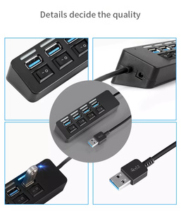 Hub USB 3.0 4 ports <span class=keywords><strong>Super</strong></span> Speed Commutateur marche/arrêt 5Gbps Adaptateur répartiteur Micro USB de haute qualité Câble bleu Micro USB 3.0 HUB Stock - Product Image 3