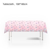 Articles de fête d'anniversaire pour filles sur le thème du papillon : gobelets en papier, nappe jetable, ballons, bannière, vaisselle