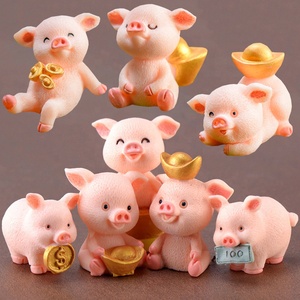 Resin <b>Mini</b> Cartoon Rich Fortune Pig Figurine Miniatures for Landscape Decorations Tiny Lucky Piggy Ornaments DIY Accessories - Product Image 1