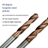 Foret hélicoïdal en carbure monobloc enduit d'acier au tungstène à 58 degrés en acier inoxydable droit pour machine