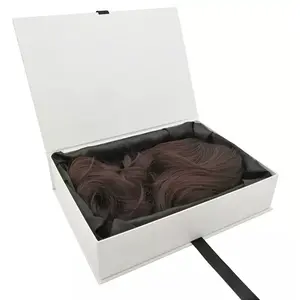 Scatola di imballaggio per fasci di capelli di lusso con Logo personalizzato con accessori in tessuto di raso imballaggio per scatole per capelli con estensione dei capelli