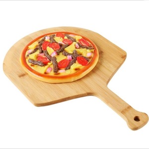 Planche à pizza en bambou avec poignée, couleur bois naturel, plateau de service pour pizza, steak, gâteau, pain et sushi, planche à découper style simple - Product Image 1