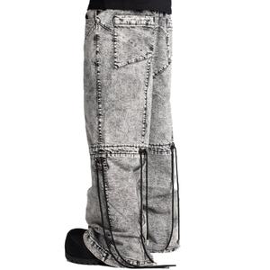 กางเกงยีนส์ผู้ชายทรงหลวมพิเศษ ผ้าฝ้าย 100% ล้างสีแบบ Snow Washed  มีกระเป๋าหลายช่อง สไตล์สตรีท ลุคซีดจาง ขายส่ง - Product Image 3