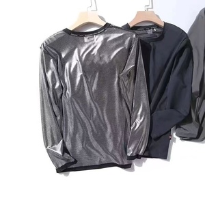 OEM ODM haute qualité intérieur enduit d'argent hommes T-shirt uni à manches longues t-shirts respirant blanc athlétique t-shirts hommes - Product Image 3