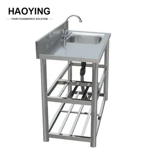 Kitchen Restaurant Outdoor Washing Heavy Duty Table With Foshan Stainless Steel Sink