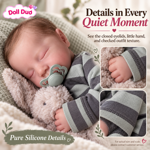 Muñeca Reborn de Silicona de Cuerpo Completo de 18 Pulgadas, Modelo Doll Duo Personalizada, Diseño a Cuadros Gris Verde, para Dormir de Lado, Regalo de Navidad Personalizado para Niños - Product Image 3