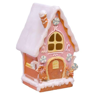 Pink Resin <b>Gingerbread</b> House <b>Christmas</b> <b>Decoration</b> 2026 Lighted LED Hand-painted CE Certified <b>Christmas</b> Village Houses - Product Image 1