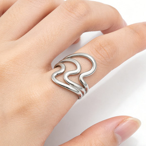 2026 Extremely Simple Style Three-layer Open <b>Ring</b> Niche Design <b>Adjustable</b> Unisex's Stainless Steel <b>Rings</b> Wholesale Jewelry - Product Image 1