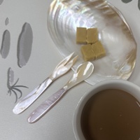 Ensemble cuillère et fourchette à café en forme de coquille de 12 cm, personnalisable avec logo, finition miroir, fait main, cuillère masque et fourchette à thé