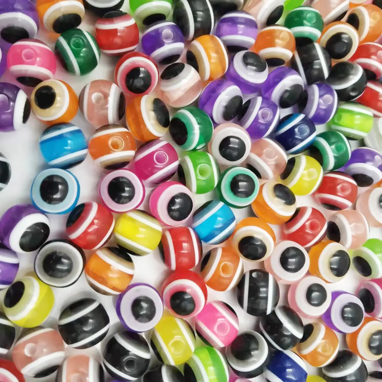 4/5/6 // 8/10/12 rodada Oblato Forma Spacer Beads Evil Eye Beads Stripe Resina Spacer Beads Para Fazer Jóias