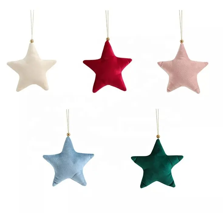 Venta superior bordado terciopelo estrella Navidad colgante decoración personalizada árbol decoraciones Navidad estrella