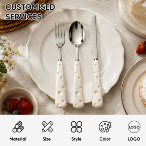 Ensemble de couverts 3 pièces en acier inoxydable avec manche en forme de fromage, poli miroir, compatible lave-vaisselle, cuillère, fourchette, couteau, coffret cadeau pour restaurant et fête - Product Image 2