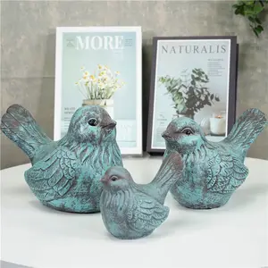 Xi Măng Handmade Crafe Bảng Trang Trí Hàng Đầu Đồ Trang Trí Hình Động Vật Tượng Màu Xanh Nhỏ Chim Bức Tượng