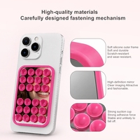 Support de téléphone à ventouse avec miroir et logo personnalisé, support mobile en silicone avec miroir intégré pour selfies et vidéos mains libres