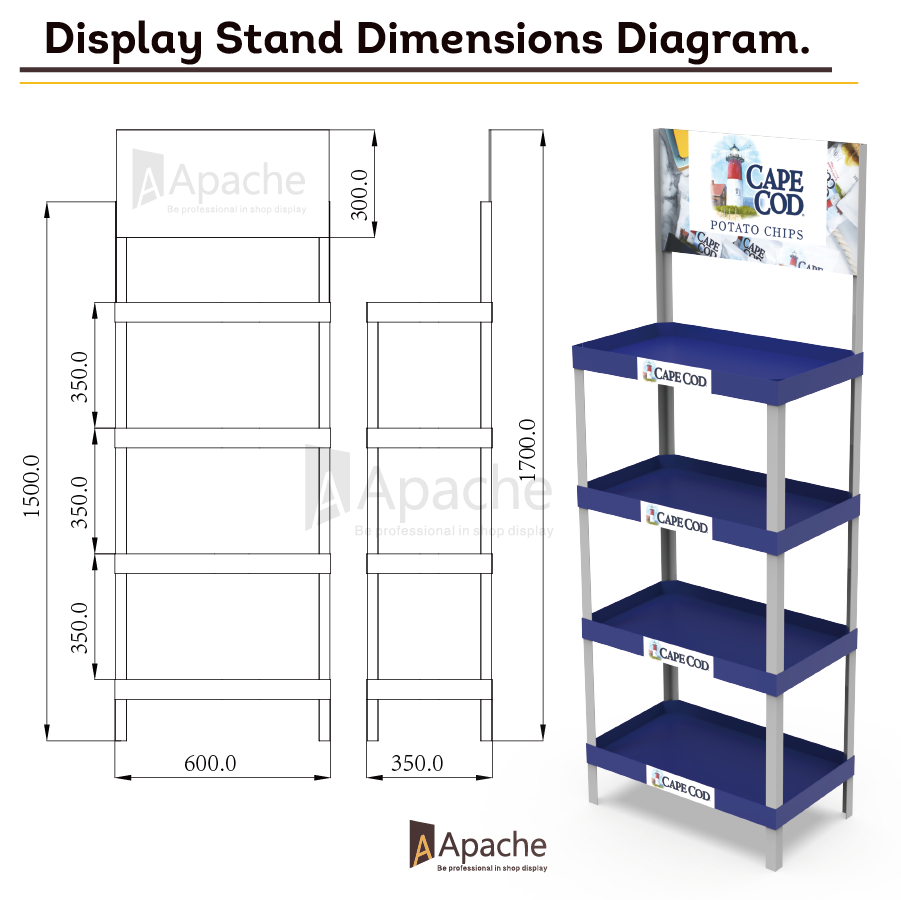 Customized Lightweight PVC Light Duty Multi-Shelf Supermarket Rack Puffed Potato Chips Display Stand for Retail Stores — view 3