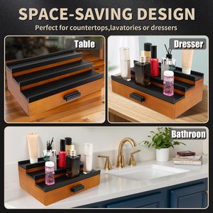JUNJI Élégant présentoir de stockage de parfum à 3 niveaux Versatile Cologne Étagère Tiroir Organisateur pour la maison Artisanat en bois Panneau mural - Product Image 4