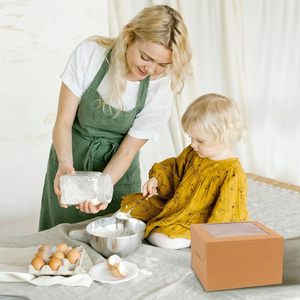 DOYIDE 20 Peças Caixas Quadradas para Bolo de <span class=keywords><strong>8</strong></span> Polegadas em Papelão Ondulado Reciclável com Alça e Janela Marrom, Grau Alimentício - Product Image 6