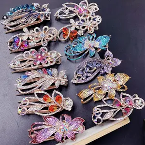 PUSHI fashion new big hair claw clips for women High quality metal 9cm mix hairpin lot rhinestone chic hair accessories supplier