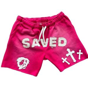 Pantalones Cortos de Hombre de Alta Calidad, Estilo Vintage, Personalizados, con Bordado Desgastado, Lavado Ácido, Decoloración al Sol, 100% Algodón, Dobladillo sin Rematar - Product Image 2