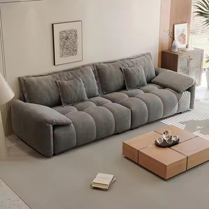 2025 usine prix de gros tissu canapé technologie flanelle pin bois intérieur minimaliste canapé canapé avec bras encastré oreiller dos - Product Image 4