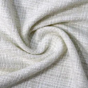 Hot Selling Hoge Kwaliteit Klassieke Luxe Stijl Melk Witte Wol Blend Geruite Tweed Stof Voor Winter Herfst Dame Jurk Pak Jas