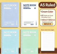 Carnet à spirale A5 en PP épais Kaba Bear Cartoon, bloc-notes ligné B5 pour étudiant, cadeau, carnet vintage confortable pour les mains