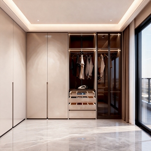 ตู้เสื้อผ้าไม้และกระจกแบบมีไฟ LED ดีไซน์หรูหราสไตล์ Quanjing พร้อมพื้นที่จัดเก็บขนาดใหญ่สำหรับห้องนอนและอพาร์ตเมนต์ - Product Image 3