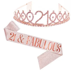 Сказочный комплект из розового золота и тиары для девочек, подарок на день рождения для девушек, вечерние украшения, 21 день рождения, H0556
