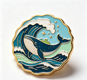 Whale Enamel Metal <b>Pin</b> Gold Plated Cartoon <b>Badge</b> Ocean Animal Cloak <b>Pin</b> for Bag and Garment - Product Image 1
