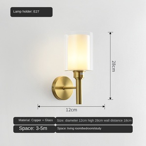 Luz LED de pared de escalera, apliques de pared de cobre, luces con bombillas Led E27, accesorios de iluminación para Baño - Product Image 3