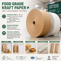 Emballage en papier kraft brun pour aliments frits, imprimé sur mesure, biodégradable, emballage à emporter, rouleau de papier kraft, matière première pour papier kraft