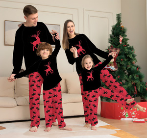 2025 nouveau <span class=keywords><strong>petit</strong></span> cerf imprimer noël pyjama famille correspondant ensemble respirant taille élastique Odm Parents enfants 6Xl pour l'hiver - Product Image 4