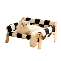 Lit suspendu pour animaux de compagnie en fourrure, design rayé en laine, pour chien ou chat, type hamac ou niche suspendue
